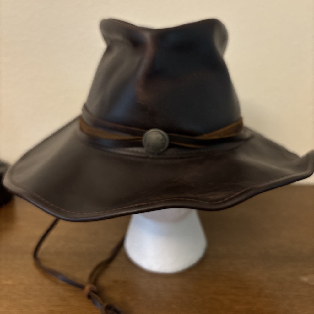 Vtge H1H Henschel Hat Company Leather Brown Sz XL Buffalo Nickel Band - USA